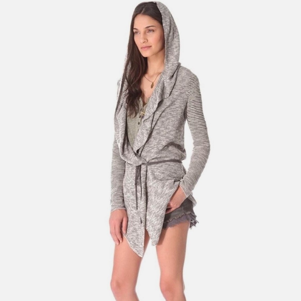 Unique gray free people sweater with hood size small